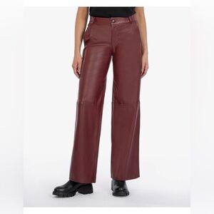 KUT Bordeaux Jean High Rise Coated Trousers size 0 NWT Red/ Burgundy